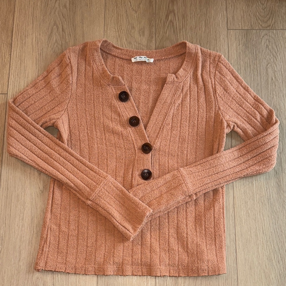 We The Free Textured Knit Top in Warm Tan